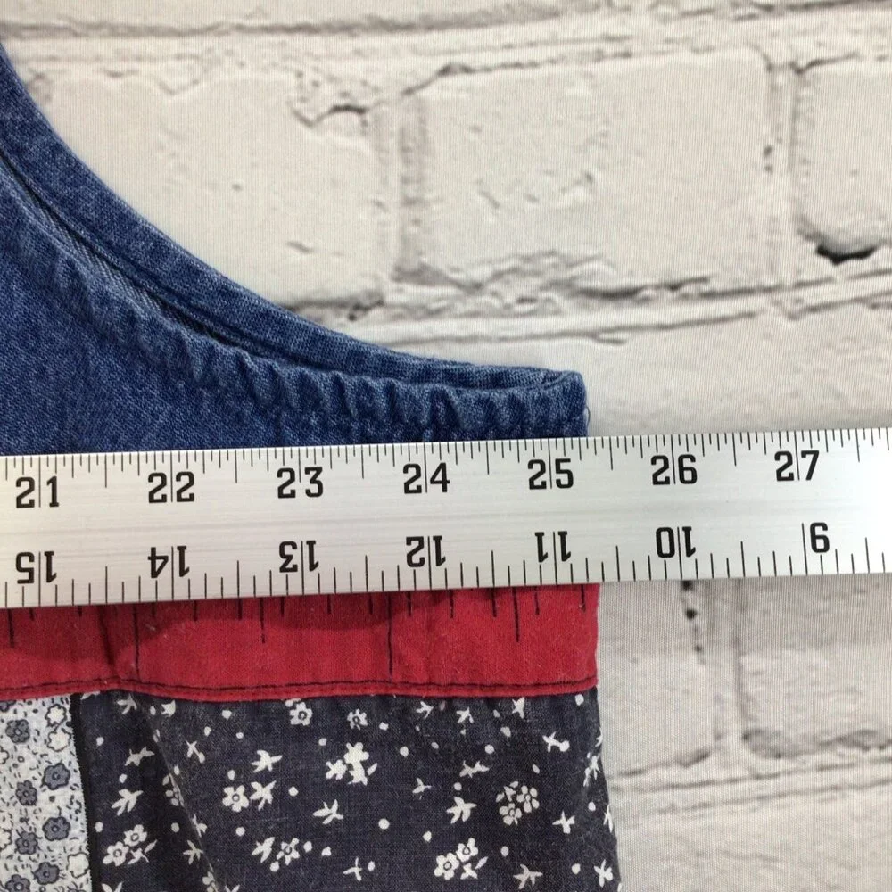 Vtg 80's Denim Vest Womens Sz‎ XL Sewing Theme Cottage Core Kitschy Grannycore